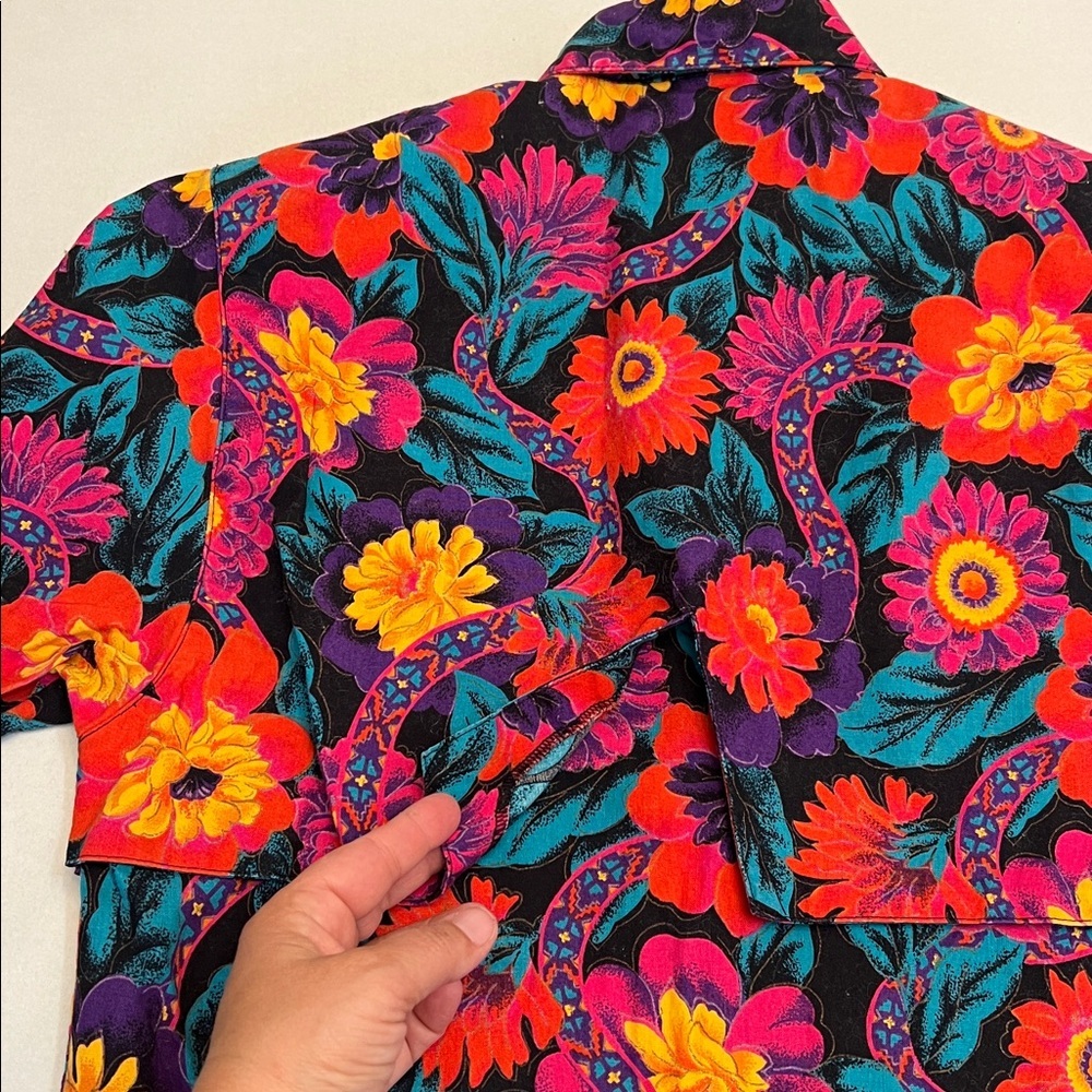 VINTAGE WRANGLER 80’s WESTERN FLORAL LONG SLEEVE BUTTON DOWN TOP SMALL - Picture 10 of 16